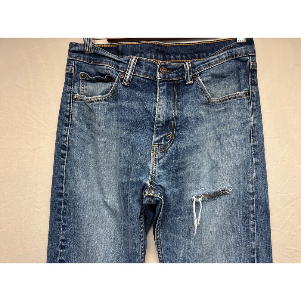 Levi's 505 Straight Leg Jeans Mens Blue Disretssed Denim 5-Pocket Classic 30x32